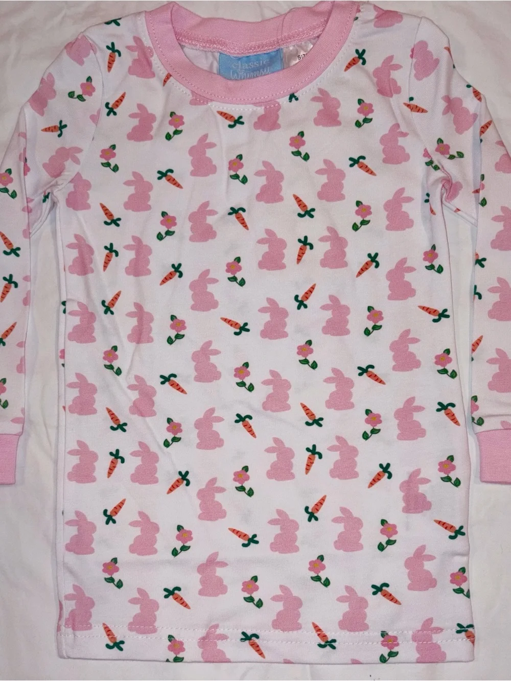 Classic Whimsy Bunny & Carrots pink pajama set sz 24 months NWT